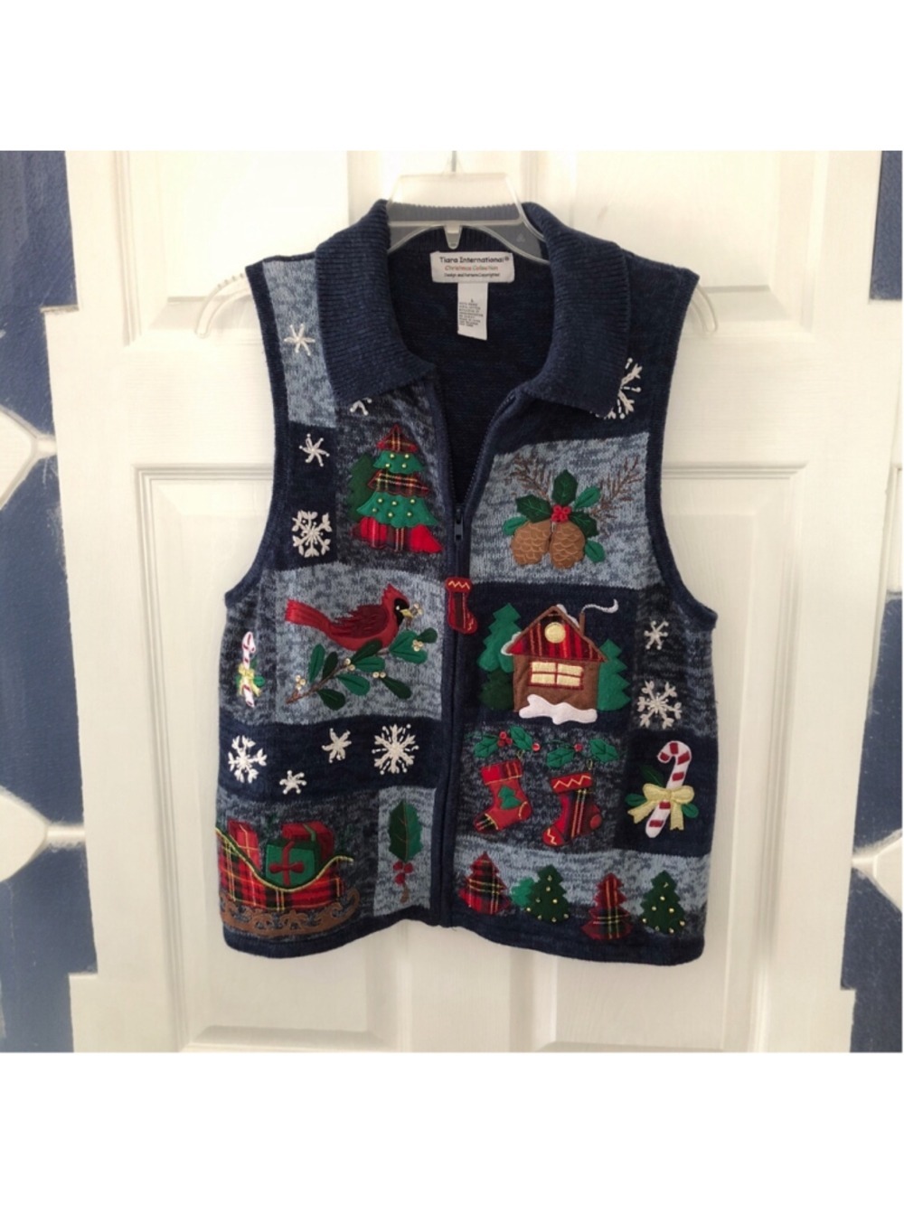 Vintage Holiday Sweater Vest 3D Graphics Cabincore Y2K Tiara International Cozy